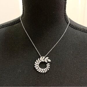 Marquis Cut Crystal Wreath Necklace, Rhodium Plated Necklace